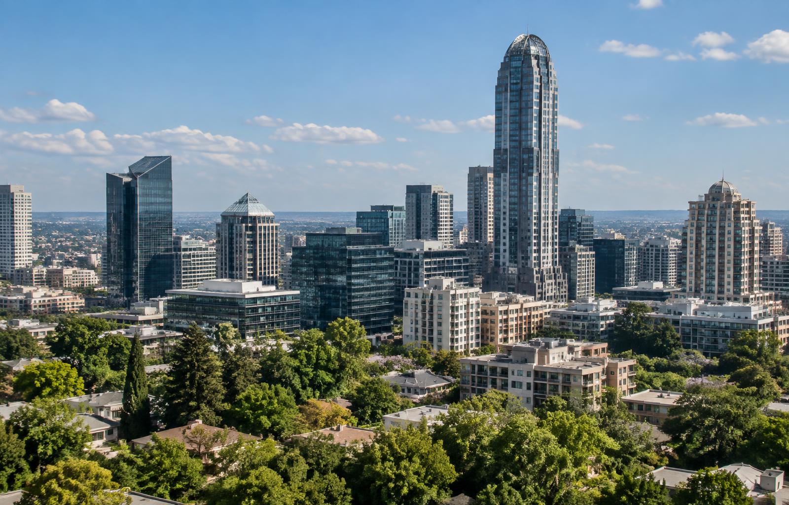 Illustrative view of the Sandton business district in Johannesburg
